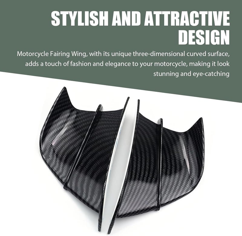 Qurbuns 2 PCS Motorcycle Fairing Wings, Carbon Fiber Side Air Deflectors, Fashion Motorcycle Aerodynamic Side Spoiler Winglet, Universal Air Deflectors Fairing Winglets Modified (Carbon Fiber) - Image 5